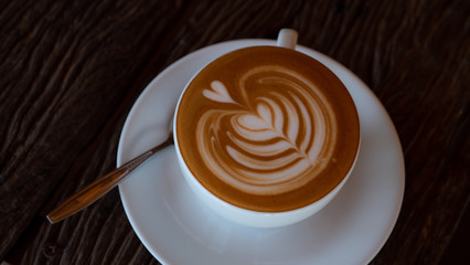 Close up coffee cup in the coffee shop