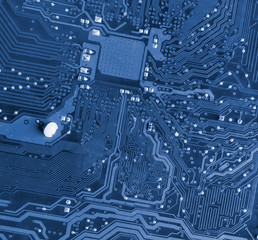 the abstract electronic circuit board lines, the connection components, beautiful rgb color.