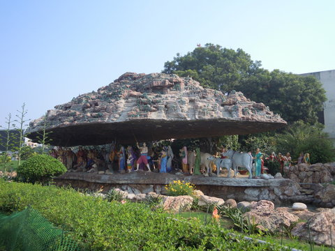 This is "Jhulan Yatra" at the Ground of "Prem Mandir" . It is at Brindaban of UttarPradesh in India. It is a holy Place of lord Radha Krishna and also a place  for visiting by visitors and travellers.