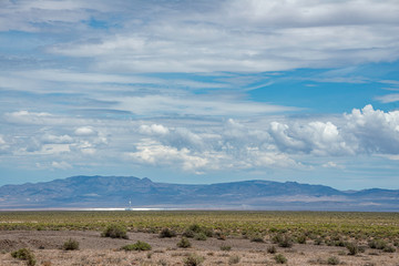 USA, Nevada, Nye County, Tonopah. The concentrating solar facility sits idle. The mirrors are...