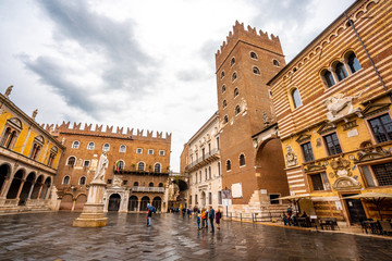 Obraz premium Nice View in the old town of Verona . Unesco sites and one of the most beautiful city from medieval in Italy , Verona , Veneto , Italy
