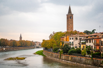 Nice View in the old town of Verona . Unesco sites and one of the most beautiful city from medieval in Italy , Verona , Veneto , Italy