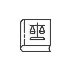 Law book line icon. linear style sign for mobile concept and web design. Constitution book outline vector icon. Justice symbol, logo illustration. Vector graphics