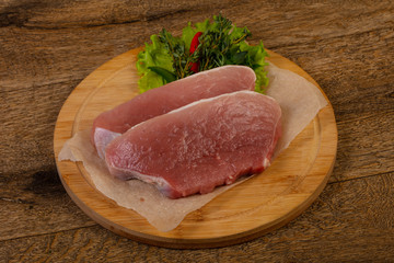 Raw pork steak
