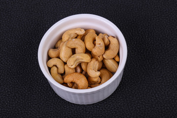 Cashew nuts heap in the bowl