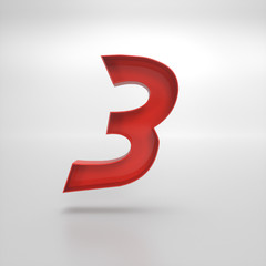 3d rendering of the Cyrillic letter 3 in red gloss on a white isolated background.