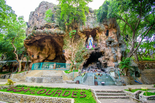 The statue St. Mary within the rock cave at Poh Sarang / Puh Sarang church, Kediri