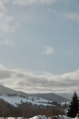 Winter mountains landscape. Karphatians wiev. Karpaty