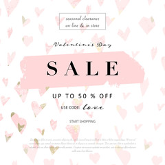 Valentine's day hearts banner template for social media or stationery design