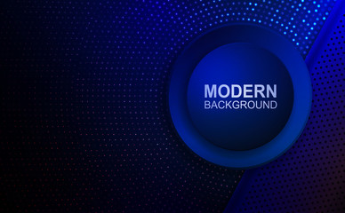 Dark blue composition with a round frame with a rim and with shiny mosaic