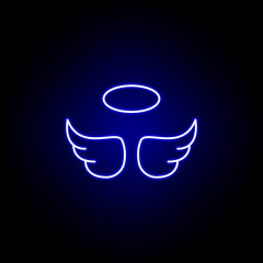 angel, death outline blue neon icon. detailed set of death illustrations icons. can be used for web, logo, mobile app, UI, UX