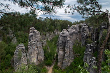 The Prachov Rocks (Czech: Prachovské skály), rock formation in the Czech Republic approximately 5 kilometres west of Jicin. Since 1933, they have been a protected natural reserve.