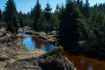 Jizera stream near to settlement Jizerka in Czech Republic