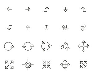 Naklejka premium Arrows Or Navigation Icons Thin Line Set Big