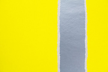 Yellow and silver grey torn and ripped cardboard paper texture background. Can be used for text.