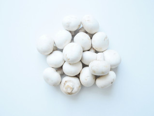 Fototapeta na wymiar Lots of mushrooms on a white isolated background.