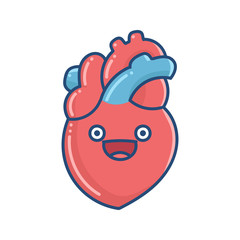 kawaii smiling human heart illustration