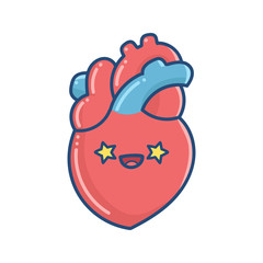 kawaii smiling human heart illustration