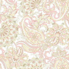 Fototapeta na wymiar Paisley seamless vector pattern. Vintage background in batik style