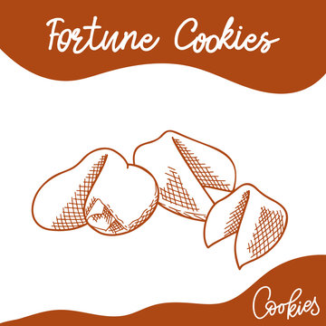 Graphic cookie silhouette drawing. Sketch style on white background. Homemade baked. Vector illustration