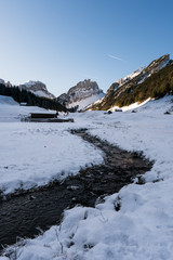 Fototapeta na wymiar Winter Scenery Switzerland Faehlensee