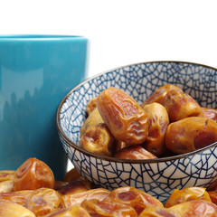 medjool dates on white background