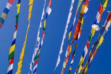 Tibetian buddhist  prayer flags at bhutan