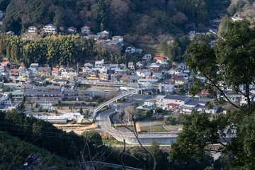 Fototapeta na wymiar Small town in the mountains of Japan