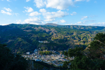 Fototapeta na wymiar Small town in the mountains of Japan