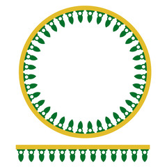 Vector green yellow Circle Decoration Traditional House of Old Jakarta, Indonesia
