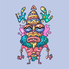 The ancient African spirit. Creative Vector Illustration. Cartoon art for web and print.