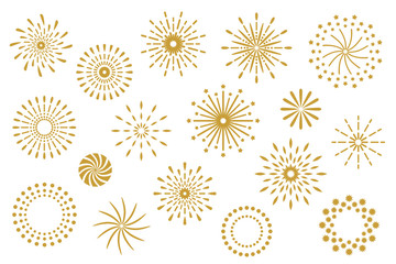 Simple golden icons with different shapes. - 313064351