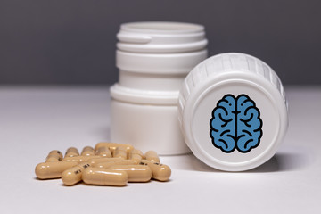 Pictogramme cerveau / mémoire sur boite de médicaments