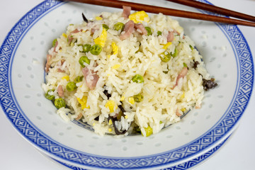 Cantonese rice plate on a table