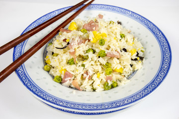 Cantonese rice plate on a table