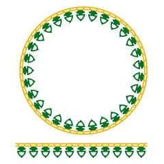 Vector green yellow Circle Decoration Traditional House of Old Jakarta, Indonesia