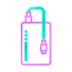 Portable charger icon for phone and any gadget. Multi-colored performance. Isolated vector on a white background