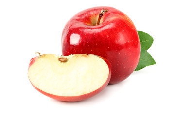 red apple slice isolated on white background