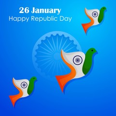vector illustration of 26 January Happy Republic Day of India background