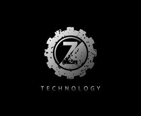 Z Letter Metal Gear Service Logo Icon  