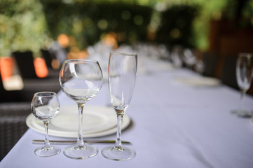 close up photo of arranged table at a terrace for a party