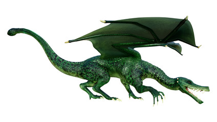 3D Rendering Fairy Tale Dragon on White