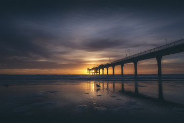 Fototapeta na wymiar Sunrise at New Brighton Pier, Christchurch, New Zealand