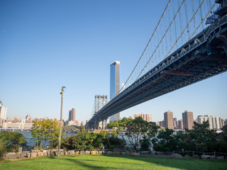 Brooklyn, New York, United States of America - summer 2019 . [ Manhattan bridge, view from Dumbo street in Brooklyn ]