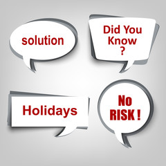 Collection of design white dialog bubble with inscriptions template