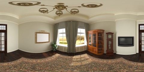 spherical panorama of the interior, 3D illustration