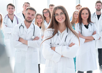 Fototapeta premium beautiful girl in jeans looking at copy space. isolated on white