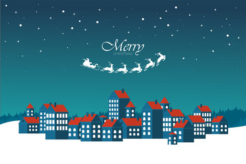 Fototapeta na wymiar Christmas card in flat style. Greating vector card