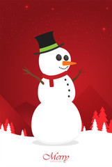 Flat vector snowmans. Greating card
