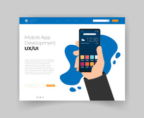 Mobile Application Interface flat vector landing page